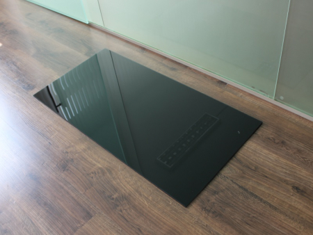 Saisonplatte Rechteck 140x55cm Glas schwarz - Kamin-Vorlegeplatte Funkenschutzplatte Kaminbodenplatte Glasplatte