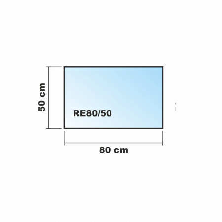 Rechteck *Frosty* 80x50cm - Kamin-Vorlegeplatte Milchglas Funkenschutzplatte Kaminbodenplatte Glasplatte
