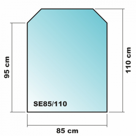 Sechseck 85x110cm Glas weiß - Funkenschutzplatte Kaminbodenplatte Glasplatte Unterlage Ofen