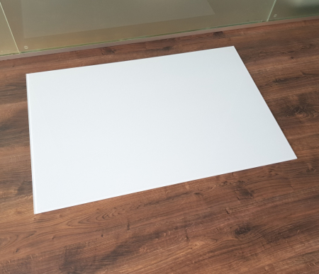 Saisonplatte Rechteck 70x60cm Glas weiß - Kamin-Vorlegeplatte Funkenschutzplatte Kaminbodenplatte Glasplatte