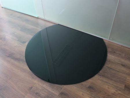 Kreisabschnitt 120x105cm Glas schwarz - Funkenschutzplatte Kaminbodenplatte Glasplatte Ofenplatte