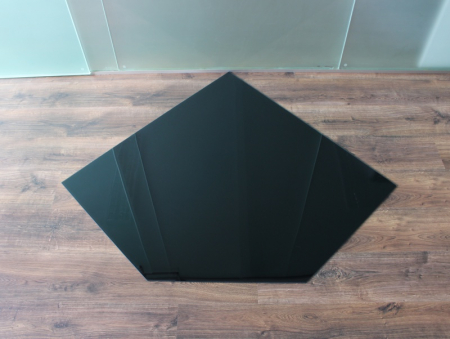 Fünfeck 125x125cm Glas schwarz - Funkenschutzplatte Kaminbodenplatte Glasplatte Ofenunterlage Kamin