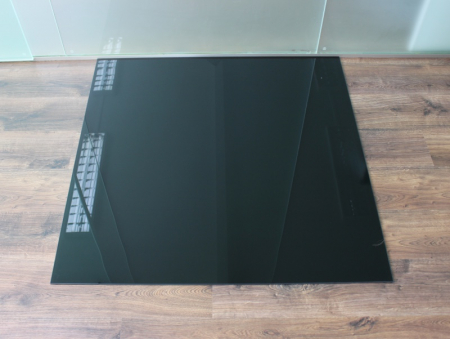 Rechteck 100x120cm Glas schwarz - Funkenschutzplatte Kaminbodenplatte Glasplatte Ofenunterlage