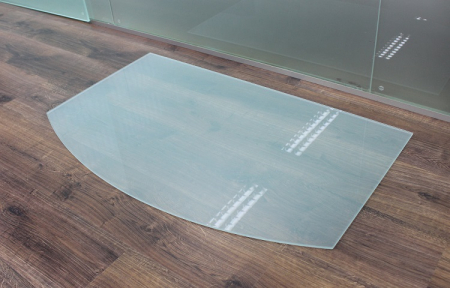 Segmentbogen *Frosty* 100x60cm - Funkenschutzplatte Milchglas Kaminbodenplatte Glasplatte