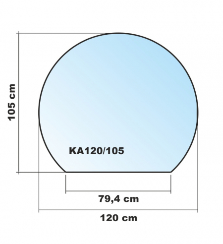 Kreisabschnitt 120x105cm - Funkenschutzplatte Kaminbodenplatte Glasplatte
