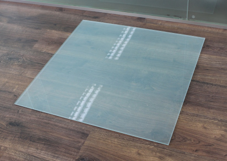 Saisonplatte Rechteck *Frosty* 70x40cm - Kamin-Vorlegeplatte Milchglas Funkenschutzplatte Kaminbodenplatte Glasplatte