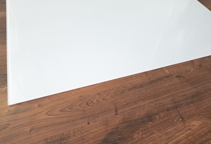 Rechteck 100x50cm Glas weiß - Kamin-Vorlegeplatte Funkenschutzplatte Kaminbodenplatte Glasplatte