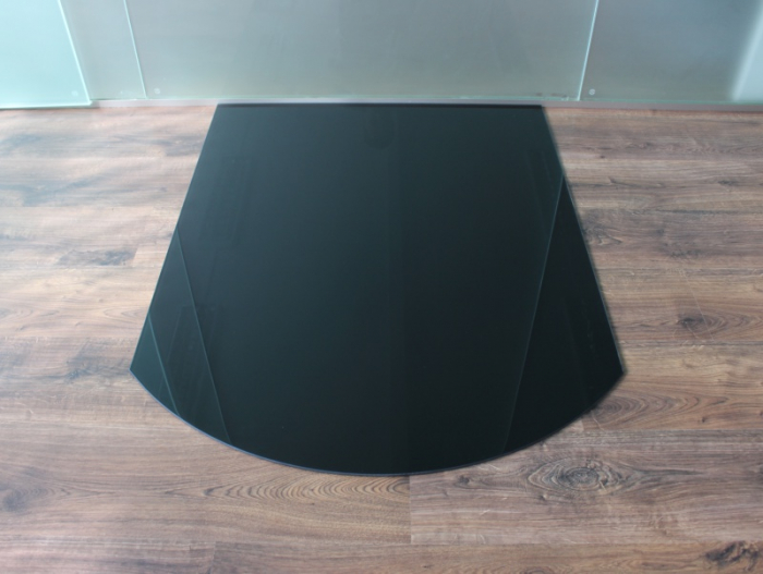 Segmentbogen 120x140cm Glas schwarz - Funkenschutzplatte Kaminbodenplatte Glasplatte