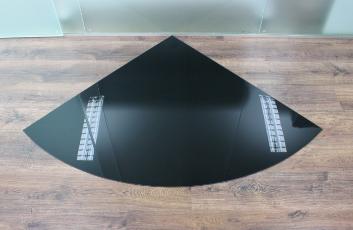 Viertelkreis 120x120cm Glas schwarz - Funkenschutzplatte Kaminbodenplatte Glasplatte Ofenunterlage Kaminplatte