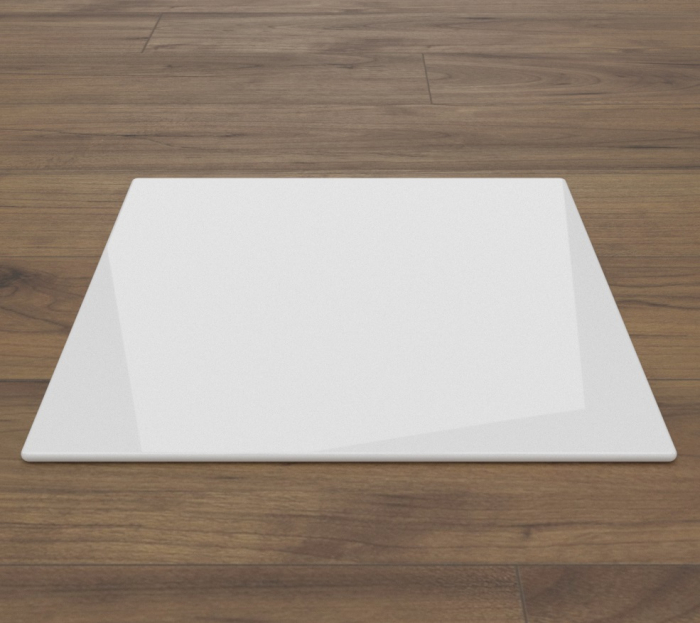 Quadrat 90x90cm Glas weiß - Funkenschutzplatte Kaminbodenplatte Glasplatte Ofenplatte