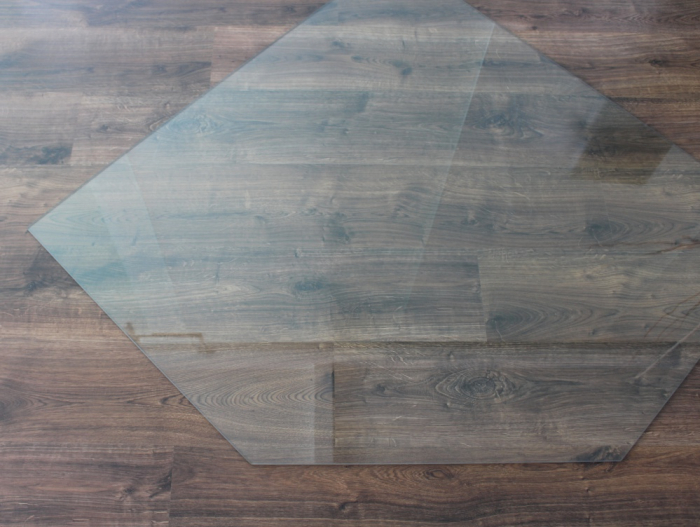 Fünfeck 125x125cm - Funkenschutzplatte Kaminbodenplatte Glasplatte