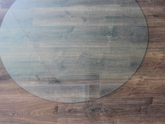 Kreisabschnitt 120x105cm - Funkenschutzplatte Kaminbodenplatte Glasplatte