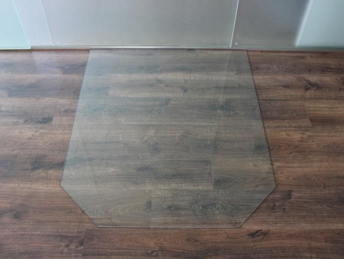 Sechseck 120x130cm - Funkenschutzplatte Kaminbodenplatte Glasplatte