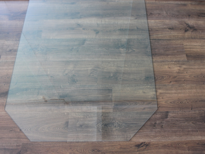 Sechseck 100x110cm - Funkenschutzplatte Kaminbodenplatte Glasplatte