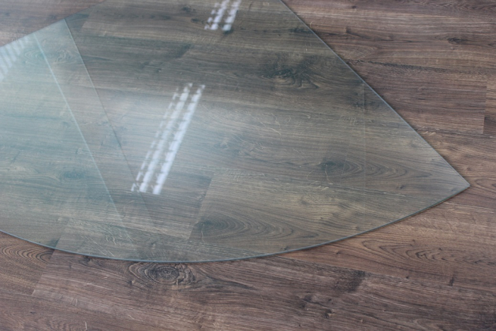 Viertelkreis 110x110cm - Funkenschutzplatte Kaminbodenplatte Glasplatte