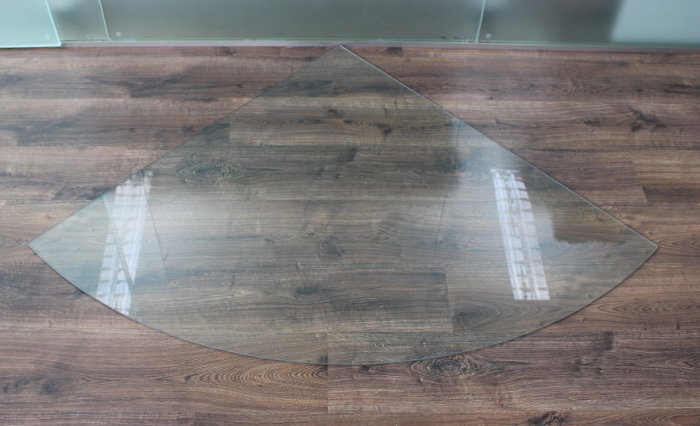 Viertelkreis 120x120cm - Funkenschutzplatte Kaminbodenplatte Glasplatte