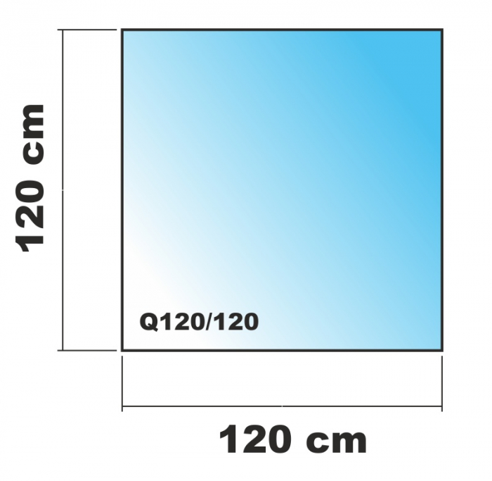 Quadrat 120x120cm Glas schwarz - Funkenschutzplatte Kaminbodenplatte Glasplatte Ofenunterlage