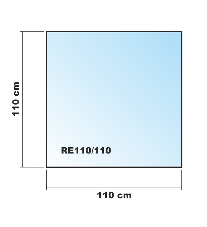 Quadrat 110x110cm - Funkenschutzplatte Kaminbodenplatte Glasplatte