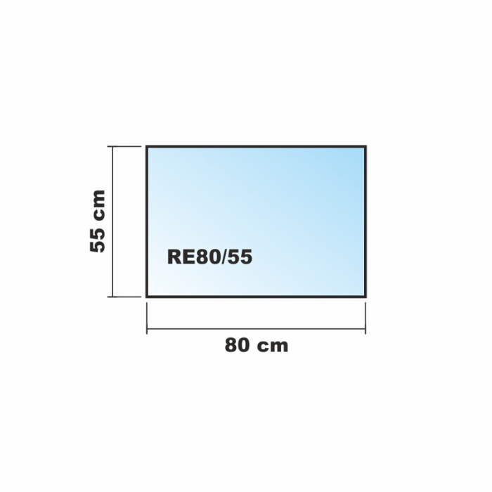 Rechteck *Frosty* 80x55cm - Kamin-Vorlegeplatte Milchglas Funkenschutzplatte Kaminbodenplatte Glasplatte