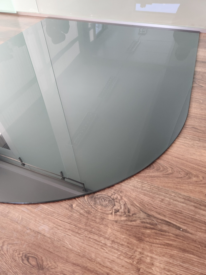 Rundbogen 100x120cm Glas anthrazitgrau - Funkenschutzplatte anthrazit grau Kaminbodenplatte Glasplatte Ofenunterlage Kaminplatte
