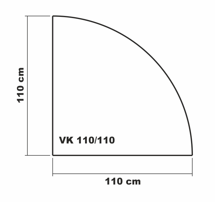 Viertelkreis 110x110cm - Funkenschutzplatte Kaminbodenplatte Glasplatte