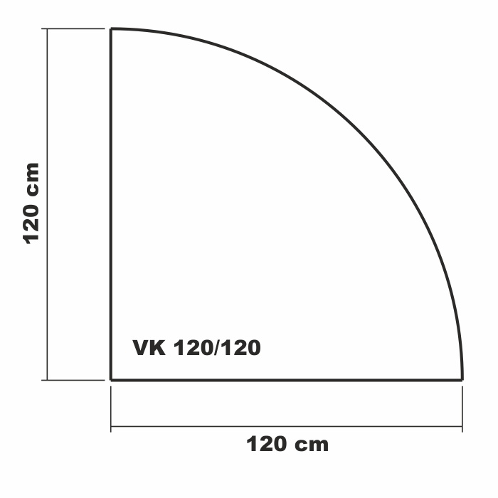 Viertelkreis 120x120cm - Funkenschutzplatte Kaminbodenplatte Glasplatte