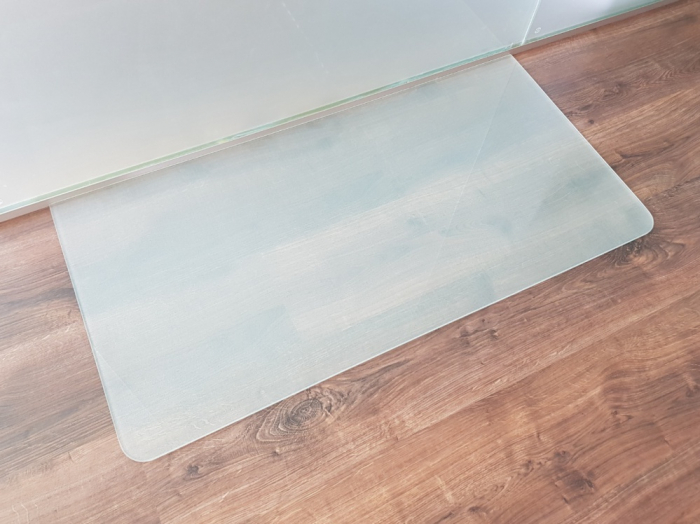 Saisonplatte Rechteck abgerundet *Frosty* 100x50cm - Kamin-Vorlegeplatte Milchglas Funkenschutzplatte Kaminbodenplatte Glasplatte