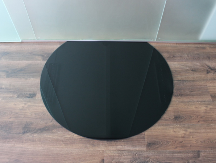 Kreisabschnitt 120x105cm Glas schwarz - Funkenschutzplatte Kaminbodenplatte Glasplatte Ofenplatte