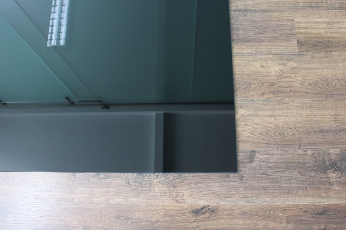Rechteck 120x130cm Glas schwarz - Funkenschutzplatte Kaminbodenplatte Glasplatte Ofenunterlage