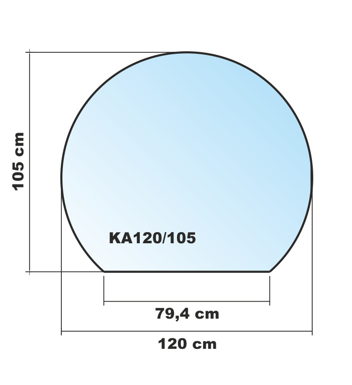 Kreisabschnitt 120x105cm - Funkenschutzplatte Kaminbodenplatte Glasplatte