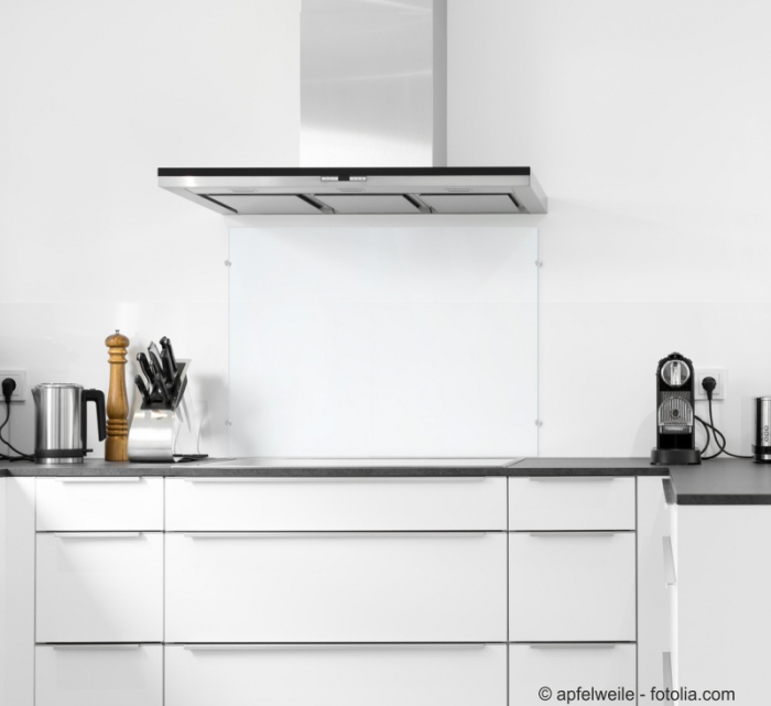 110x70cm Glas weiß - Echtglas Küchenrückwand Spritzschutz Fliesenspiegel Glasplatte Rückwand