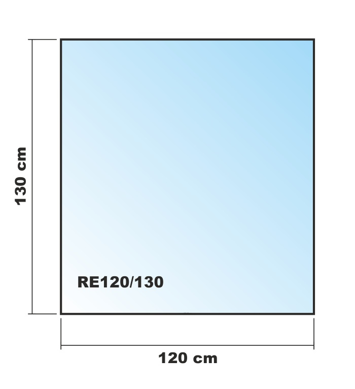 Rechteck 120x130cm - Funkenschutzplatte Kaminbodenplatte Glasplatte