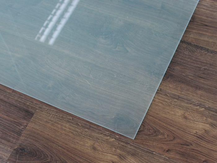 Saisonplatte Rechteck *Frosty* 70x40cm - Kamin-Vorlegeplatte Milchglas Funkenschutzplatte Kaminbodenplatte Glasplatte